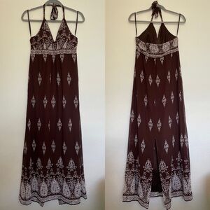 y2k Scarlett Halter Maxi Dress Brown Size 8